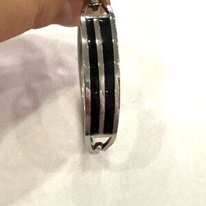 Alpaca Silver and Black Bangle Bracelet